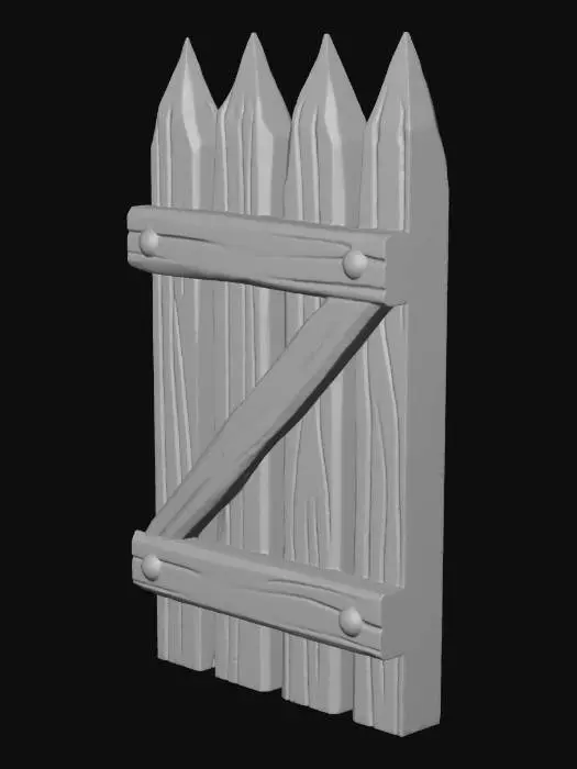 3D model for Wooden Palisade Half Gate
