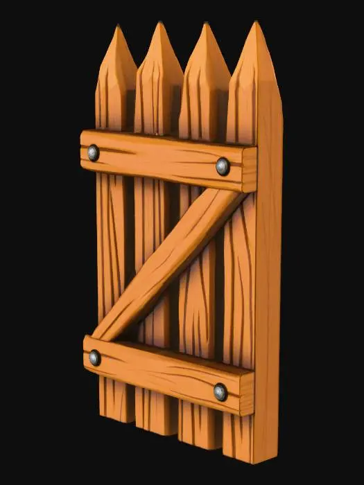 3D model for Wooden Palisade Half Gate