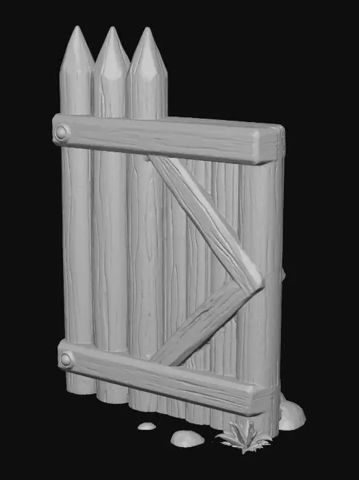 3D model for Wooden Palisade Half Gate