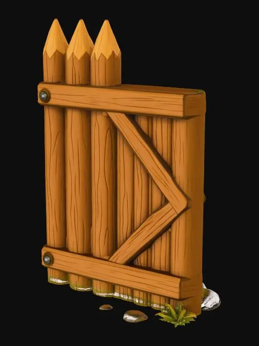 3D model for Wooden Palisade Half Gate