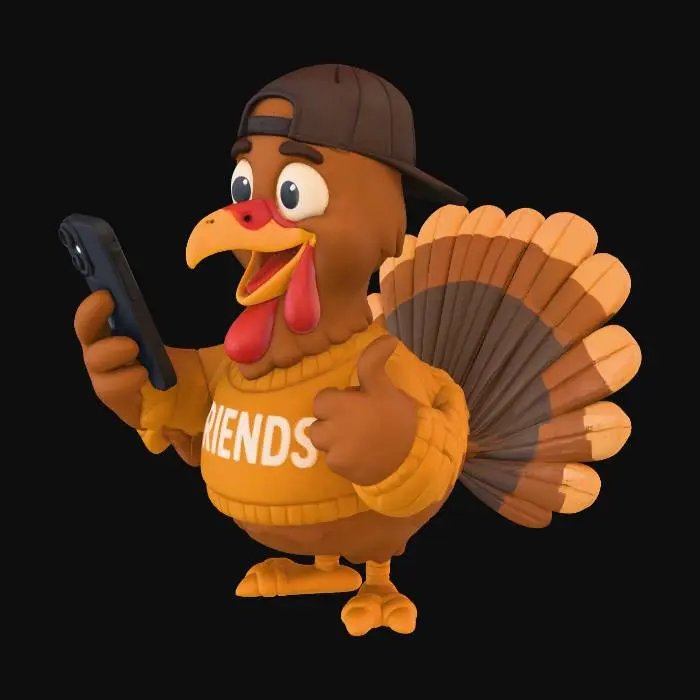 3D model for Selfie Turkey Friends Shirt, #Thanksgiving#