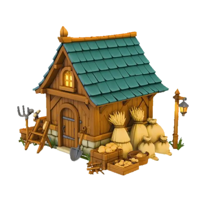 Farmer’s House 由 AZURE_LANTERN_STUDIO — 使用 Meshy AI 3D 生成器製作，免費下載 FBX OBJ GLB STL
