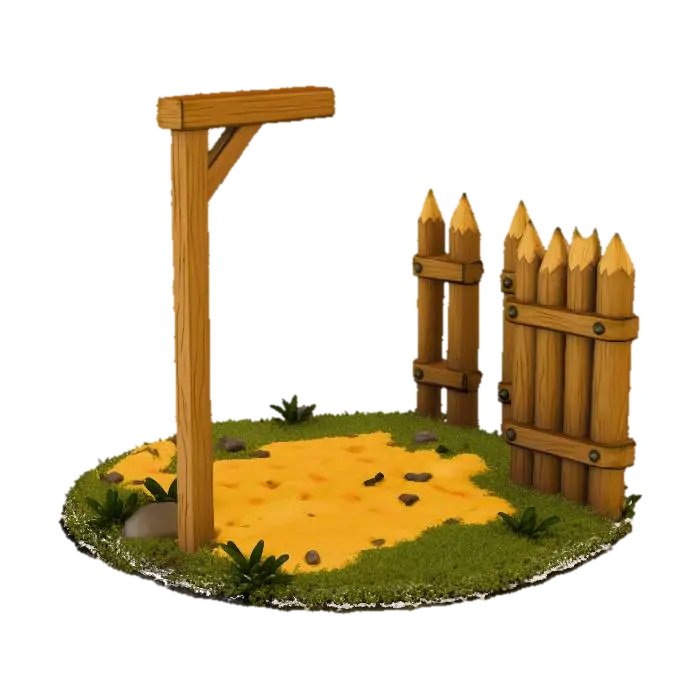 Wooden Palisade Gateway Empty 3D model, vytvořený pomocí AI