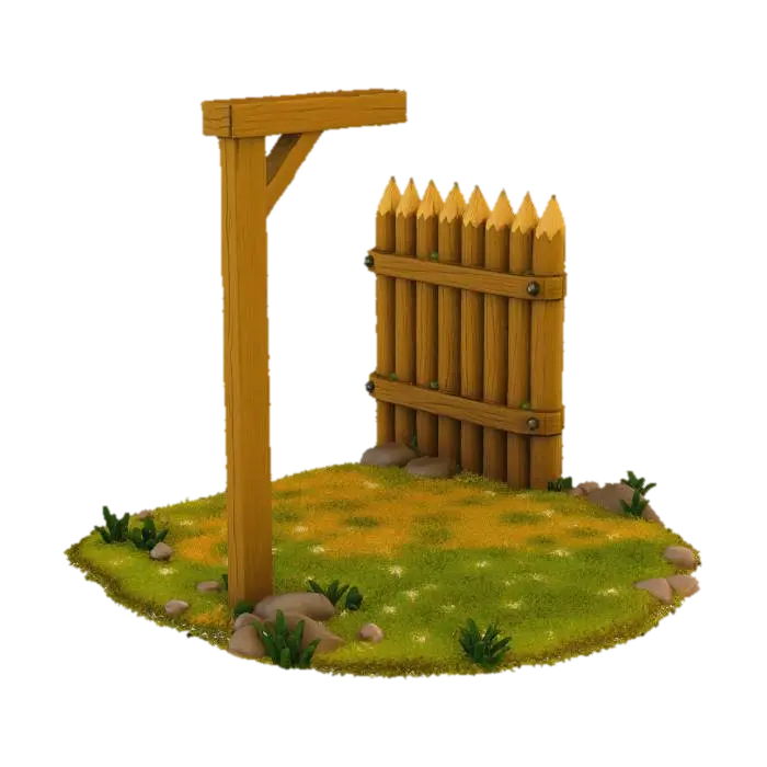 Wooden Palisade Gateway Empty 3D model, vytvořený pomocí AI