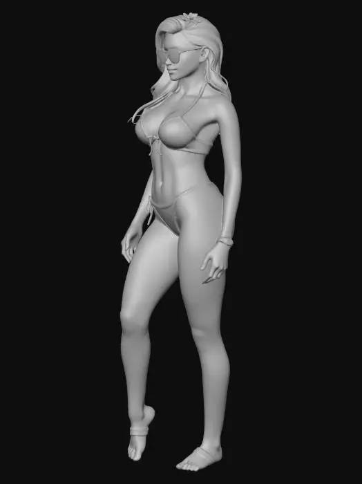 3D model for good looking grid girl in bikini without umbrella