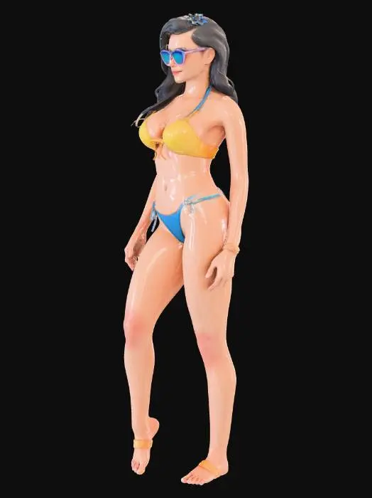 3D model for good looking grid girl in bikini without umbrella
