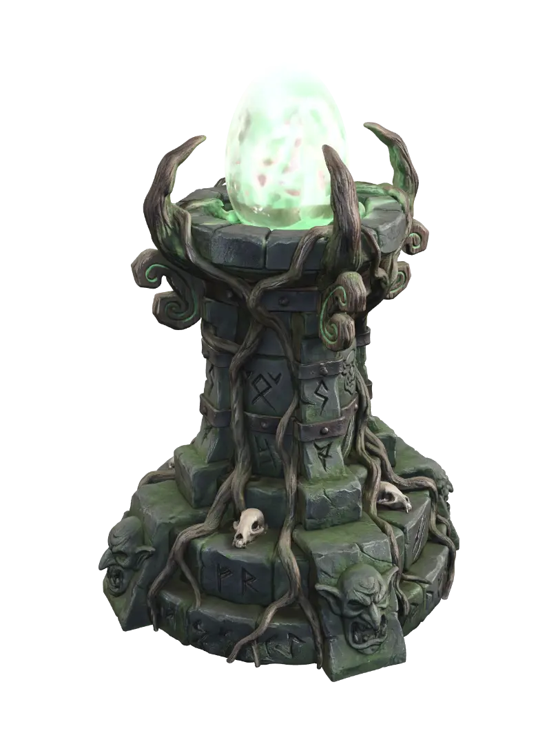 Goblin Shrine with Dragon Egg 3D model, vytvořený pomocí AI