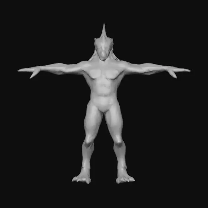 3D model for stylished humenoid monster with t pose
