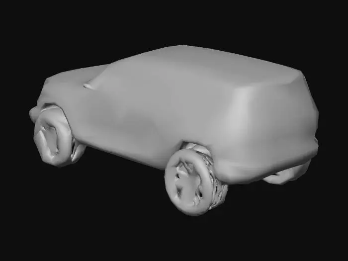 3D model for Футуристическая 3D-модель премиального внедорожника. Кузов выполнен из матового черного композитного материала с легкой сатиновой текстурой, поглощающей свет. Вдоль кузова и колесных арок встроены тонкие полосы едва заметного темного свечения. Окна полностью заменены непрозрачными, интегрированными черными панелями, создавая монолитный и бесшовный дизайн. Диски имеют сложный, многоспицевый рисунок, усиливая высокотехнологичный образ.