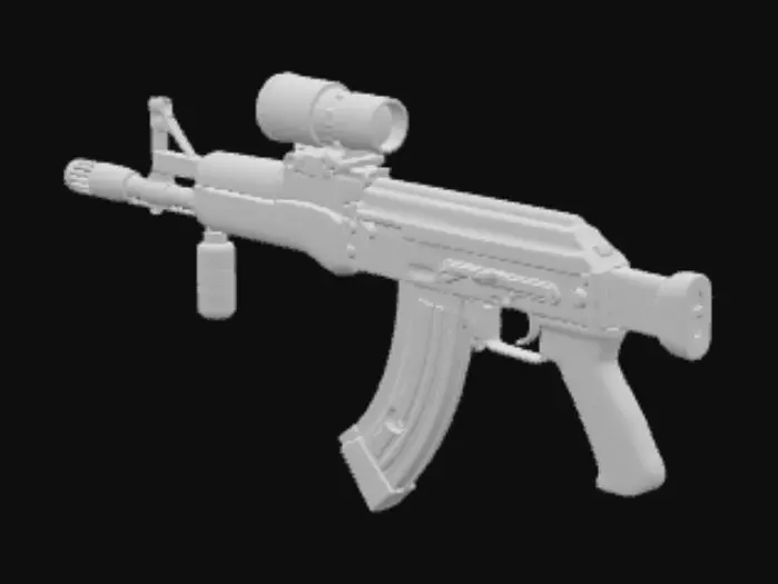 3D model for Черный Автомат ак 47 с глушителем и калиматорным прицелом