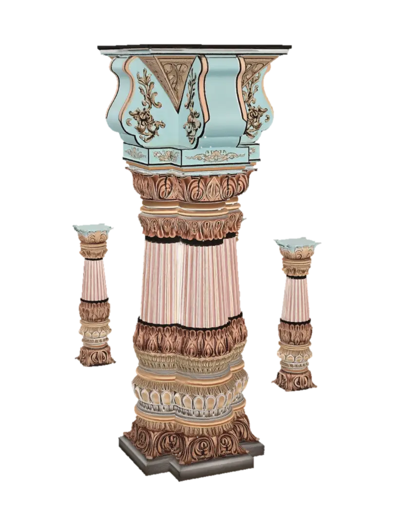 Ornate Turquoise Pillar in a Decorated Hall - Pillars 3D model, vytvořený pomocí AI