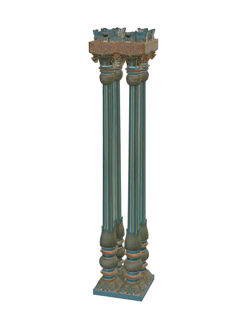 Teal Pillars in an Ornate Hall 3D model, vytvořený pomocí AI