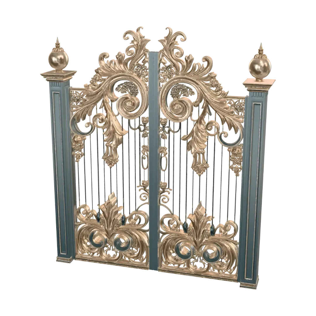 Modelo 3D de Gilded Scrollwork Gate, gerado por IA