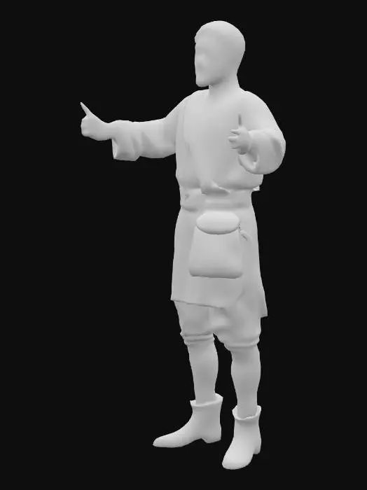 3D model for generate a game ready 3d model medieval male peasant in worn linen medieval tunic with belt and pouch