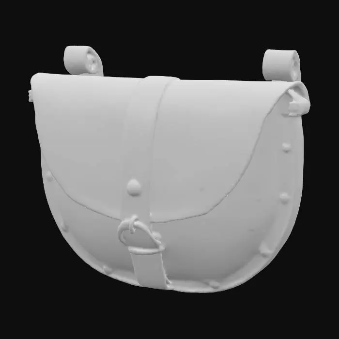 3D model for medieval lether pouch, different lether colors form light brown to dark bron, shabby, worn up. Semicircular at down form factor