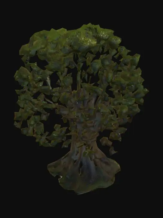 3D model for gün ışığında parlayan bir ortaçağa ait ağaç