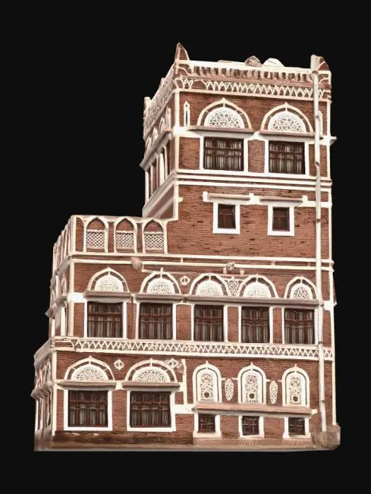 3D model for Arched Brick Townhouse with White Tracery