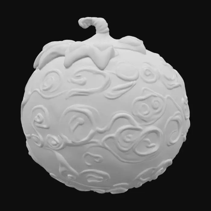 3D model for “3D model of a One Piece Devil Fruit representing time and space. Round fruit with swirling patterns, glowing purple, blue, silver, and gold. Cosmic starry texture with galaxy-like swirls. Subtle clockwork details like gears and an hourglass motif. Twisted glowing stem, mystical and legendary design.”