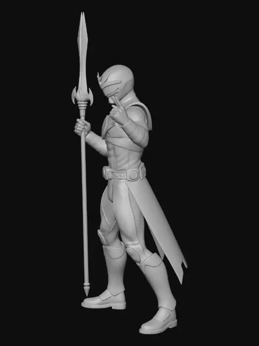 3D model for the blue mighty morphing power ranger as a D&D character with his power lance