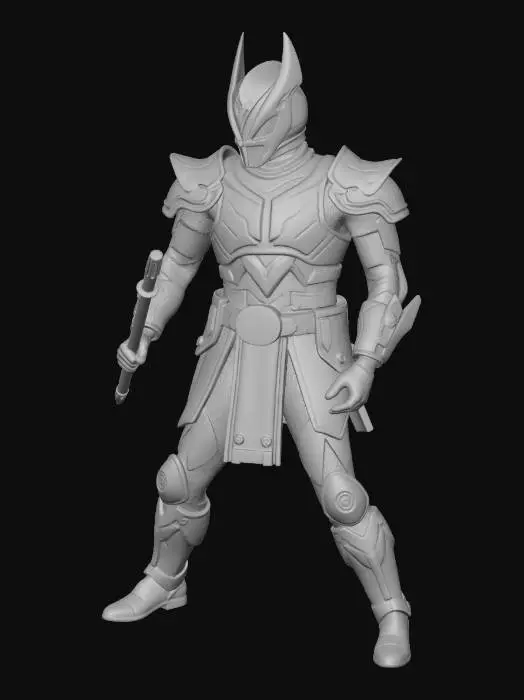 3D model for the black mighty morphing power ranger as a D&D character with his power axe