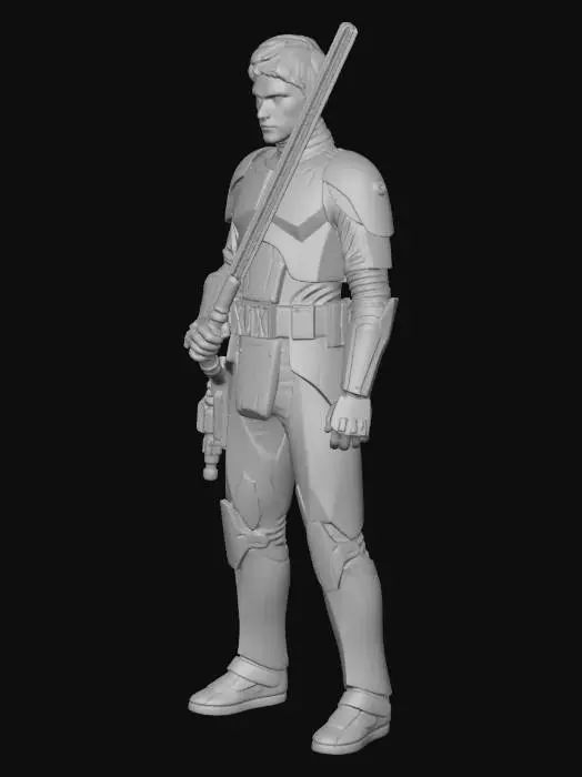 3D model for Anakin Skywalker as a general in the clone wars if it never ended and he didn't become evil with his lightsaber and a blaster pistol