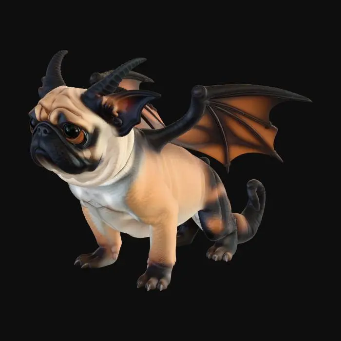 3D model for a pug beast dragon