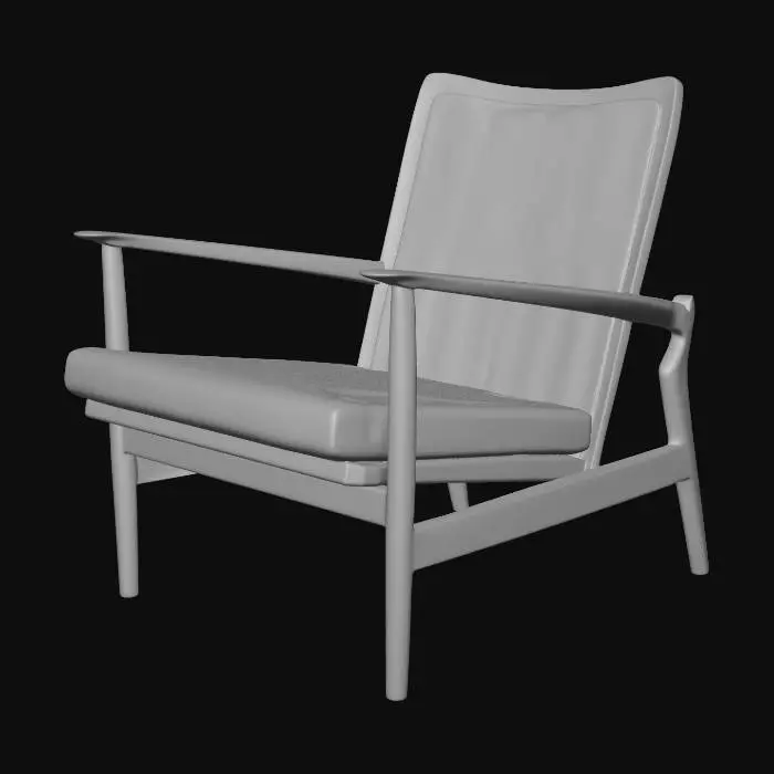 3D model for Cane-Back Wooden Armchair with Cushioned Seat