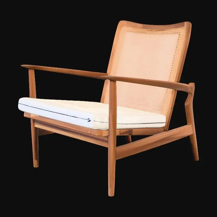 3D model for Cane-Back Wooden Armchair with Cushioned Seat