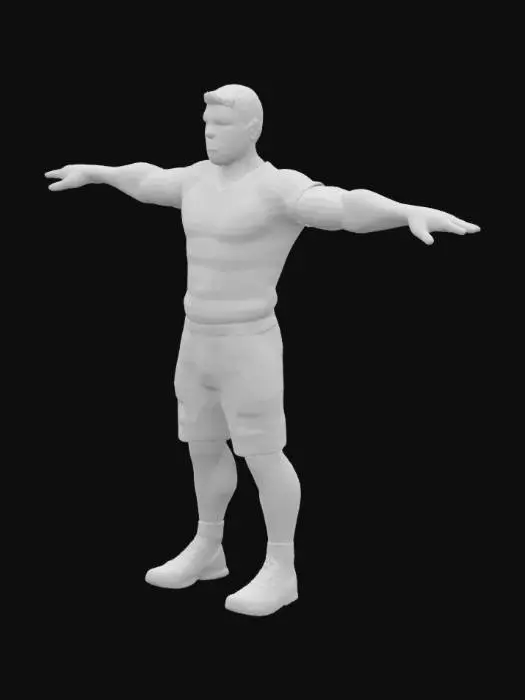 3D model for A 3d football player wearing a white jearsy while doing a T pose