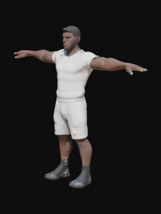 3D model for A 3d football player wearing a white jearsy while doing a T pose