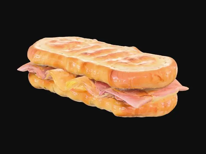 3D model for panini with slightly melted cheese and ham