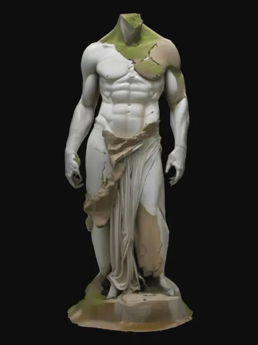 3D model for une immense statut a moitier détruite genre le haut du corp qui n'est plus la a cause d'une fracture

