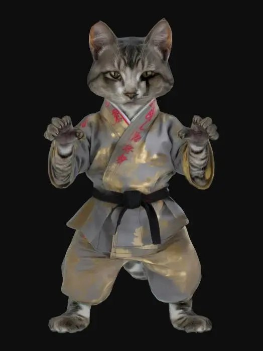 3D model for cat in a martial art gi 