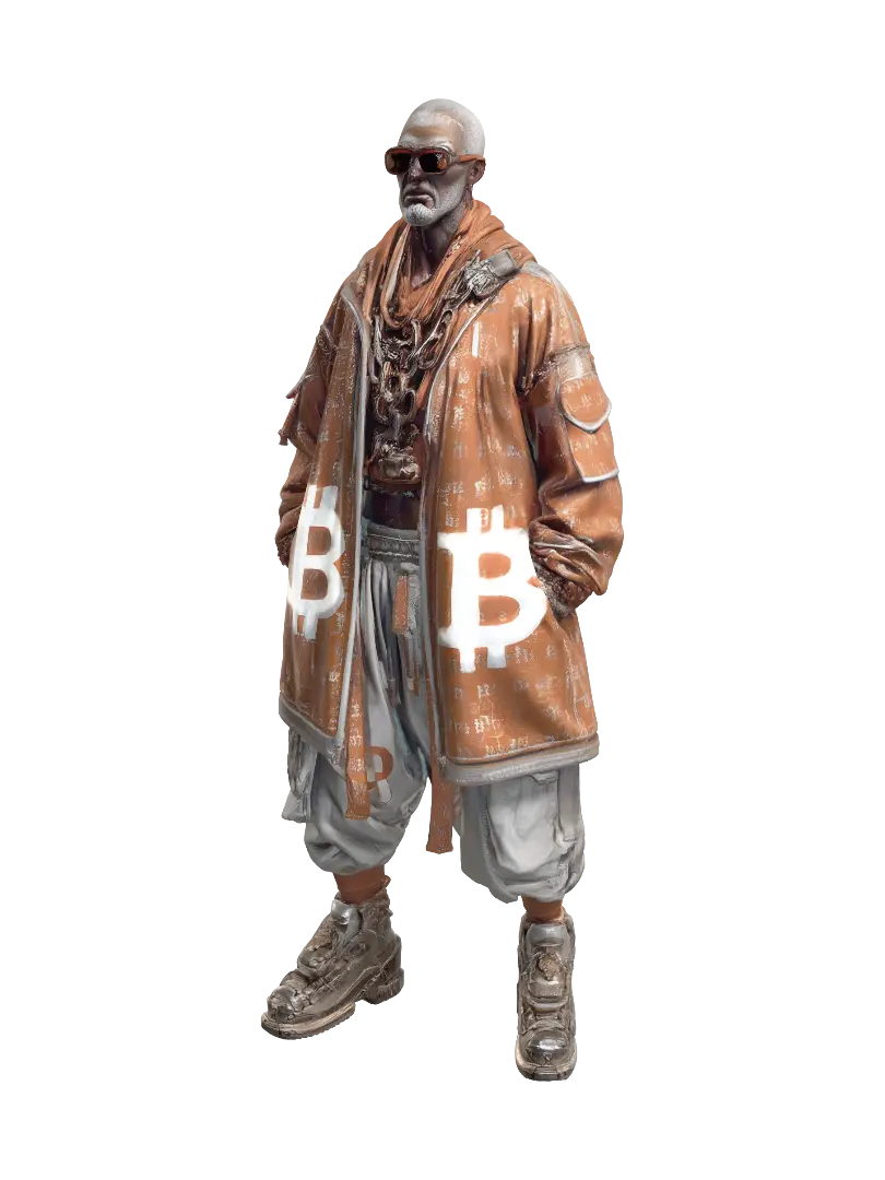 Bitcoin Dervish in Orange - Crypto 3D model, AI generated