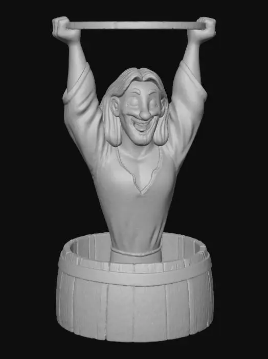 3D model for Create an image
A 3D realistic reinterpretation of Miguel from The Road to El Dorado. He is emerging from a wooden barrel, lifting a round wooden barrel lid above his head with both arms fully raised. He has a big, cheerful smile, expressive eyes, and stylized cartoony proportions translated into polished 3D animation style (similar to DreamWorks/Pixar-quality rendering). He wears a loose red shirt and rolled sleeves , and has blond hair with shoulder-length hair. PNG without background