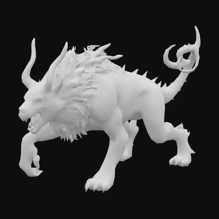 3D model for Displacer Beast, haarig, als Bronzeskulptur, viele Details