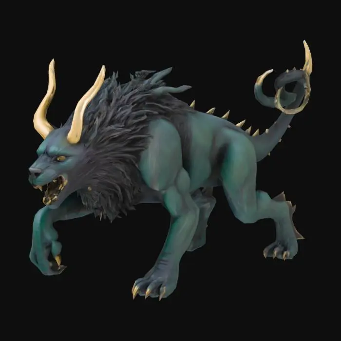 3D model for Displacer Beast, haarig, als Bronzeskulptur, viele Details
