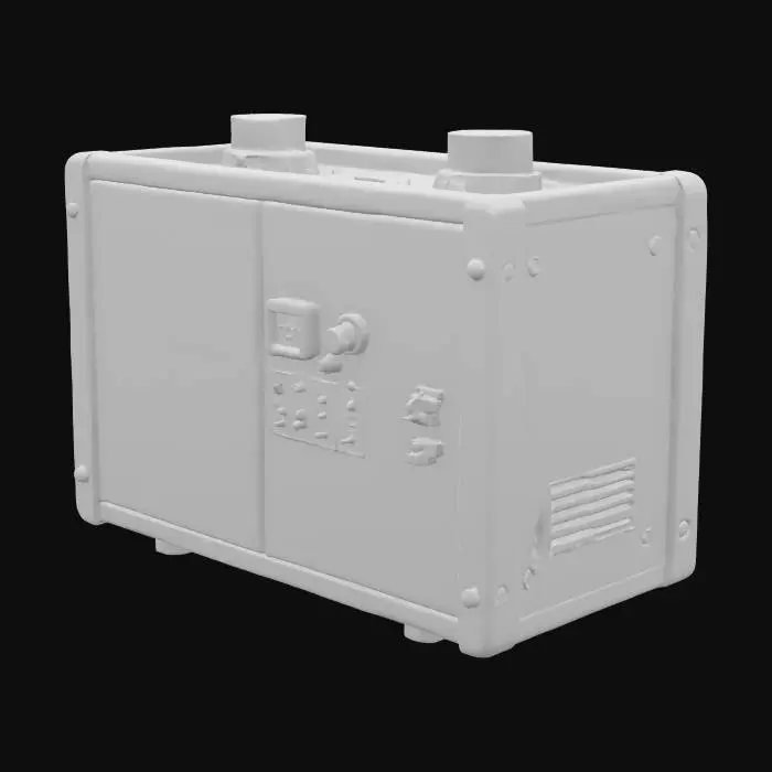 3D model for A Power box with a positive terminal and a negative terminal.
It should have a lot of details, but still be a rectangular box. MAin color should be grey.