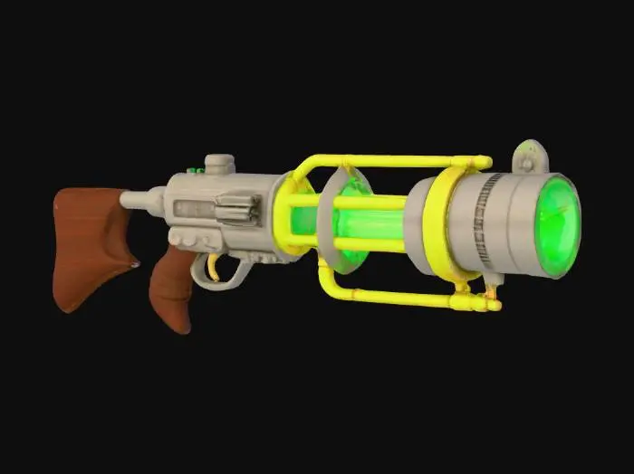 3D model for A suffisticated handheld plasmagun. It is version 2.7 of the famous RandollSupercollider. While keeping the characteristic green glow on both of the plama acceleration chambers of version 2.5, 2.7 now has golden pipes and amatures and a mahagony handle. This provides a more retrostyle compaired to the previous versions and makes it look less like a toy.