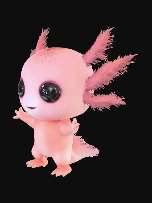 3D model for Adorable Furry Axolotl Cutie