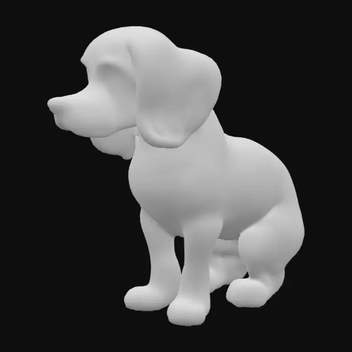 3D model for Фигурка стоит в полный рост. Порода: Кавалер-кинг-чарльз-спаниель.Собака окрашена в стандартный для этой породы окрас каштаново-рыжий и белый. Рыжий окрас покрывает большую часть головы, включая уши и область вокруг глаз, оставляя широкую белую полосу, проходящую от лба до носа.Туловище преимущественно рыжее,с белой грудью, животом и лапами.Хвост рыжий.У фигурки пухлое, коренастое тело, короткие лапы и крупная голова, что придаёт ей очаровательный и мультяшный вид.Глаза круглые, чёрные, с бликами, Они расположены довольно далеко друг от друга.Нос: Небольшой, чёрный, немного вздёрнутый. Морда Короткая, с мягкими, сглаженными линиями.Уши:Длинные, волнистые, рыжего цвета. Они выглядят объёмными и пушистыми.Шерсть на ушах и груди видны небольшие волны, имитирующие пушистость. 