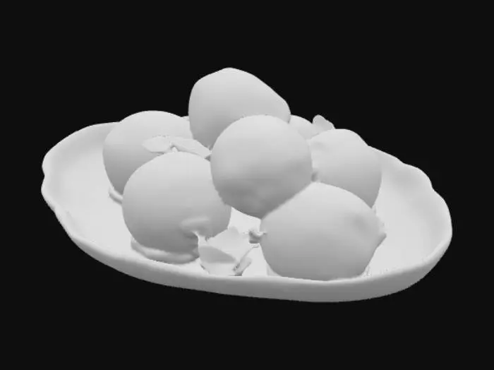 3D model for A high resolution hand painted ceramic platter with lemons in it, #PBR#