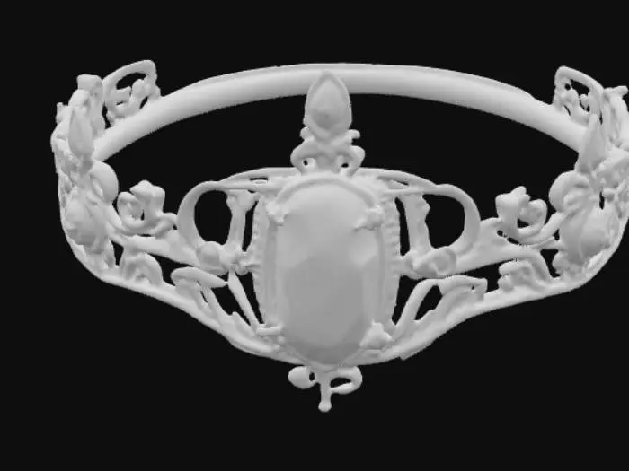 3D model for A filigree tiara with an oval shaped purple alexandrite gem