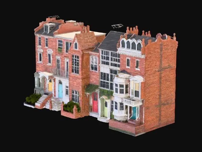 3D model for Row of Colorful Doors