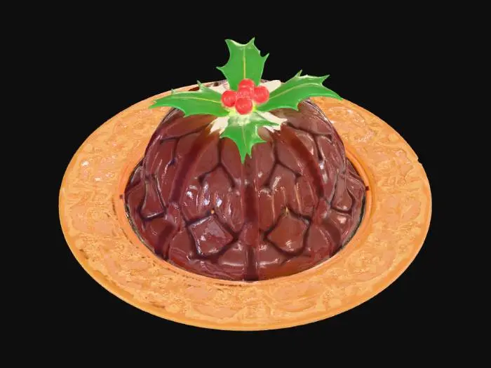 3D model for A Christmas pudding on an ornate plate , #Christmas2025#