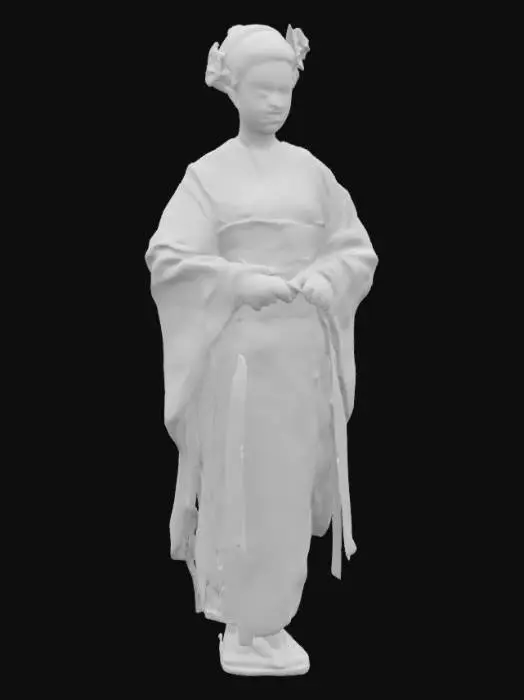 3D model for Highly detailed model of a geisha in a satin floral kimono