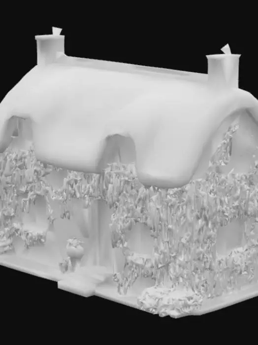 3D model for Hyperrealistic English country cottage half covered with wisteria and ivy, ultra high definition texture, blissful atmosphere 