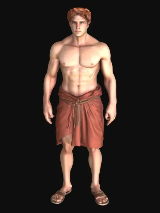 3D model for
Ultra high-resolution hyperrealistic 3D mesh of Paris of Troy, idealized male figure in his early 20s with symmetrical facial features and lean muscular physique. Dressed in traditional ancient Greek chiton, draped and belted at the waist with historically accurate folds and textures. Medium-length wavy auburn hair, well-defined jawline, expressive eyes. Standing in dynamic heroic pose with proportional limbs, detailed muscle insertions, and lifelike skin shading. Tunic fabric is linen-like with light weathering, sandals included. Medical-level anatomical correctness for rigging and animation, clean topology and edge flow, realistic bone and joint alignment.