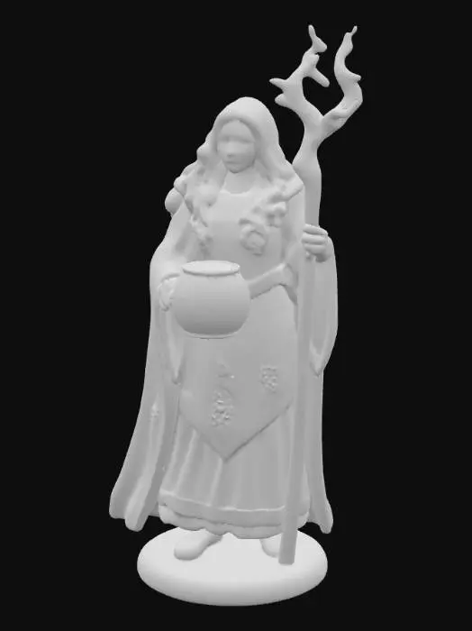 3D model for Painted wooden sculpture of ceridwen