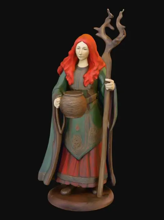 3D model for Painted wooden sculpture of ceridwen